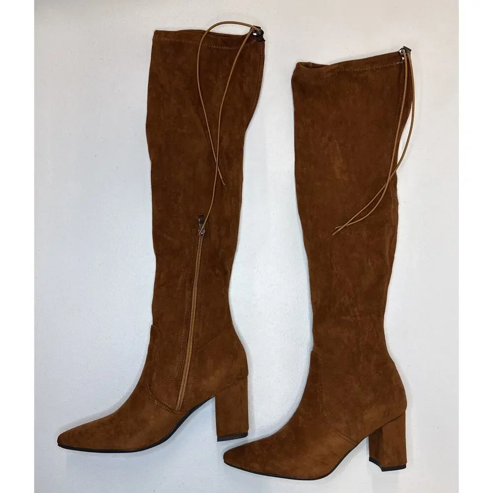 Venus Celia Women's Charlotte OverKnee Stretchy Boot Brown Size 7